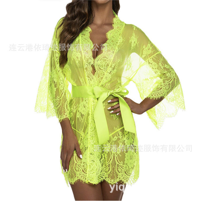 Midnight Romance Plus Size Lace Lingerie Robe