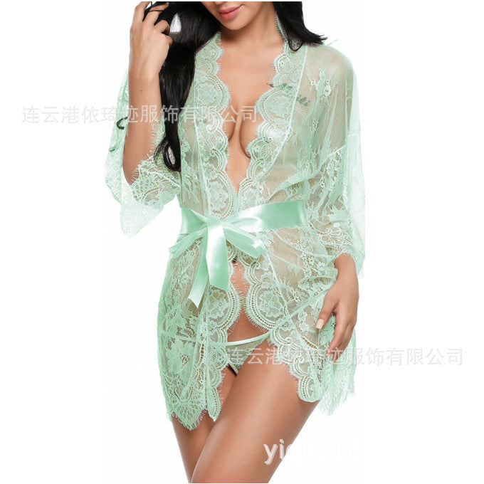 Midnight Romance Plus Size Lace Lingerie Robe