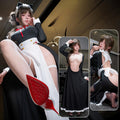 Midnight Muse Maid Lingerie Set with White Thigh-High Stockings