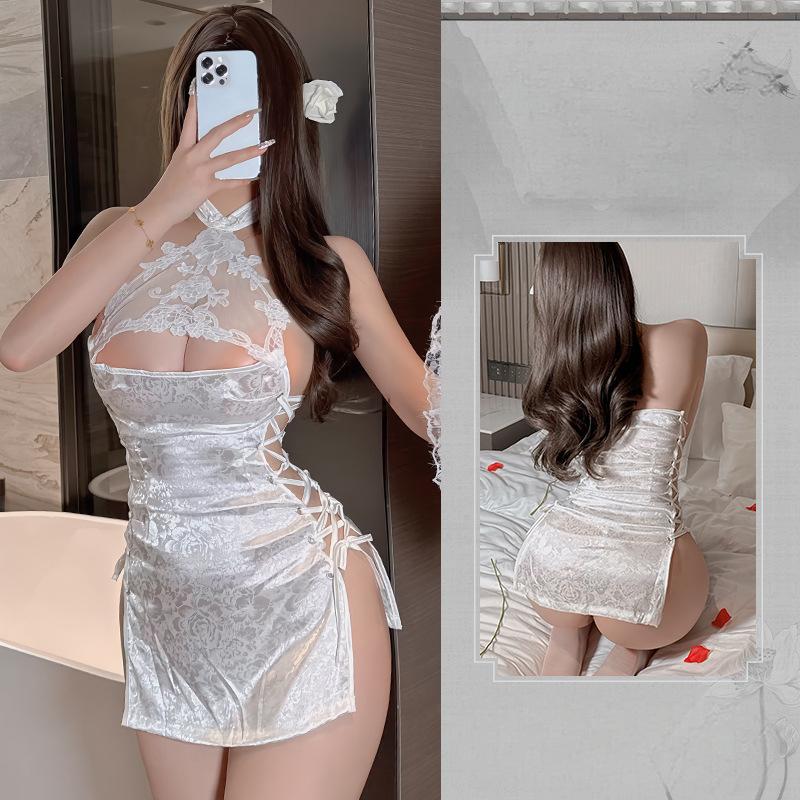 After Dark Lace-Up Halter Lingerie Dress