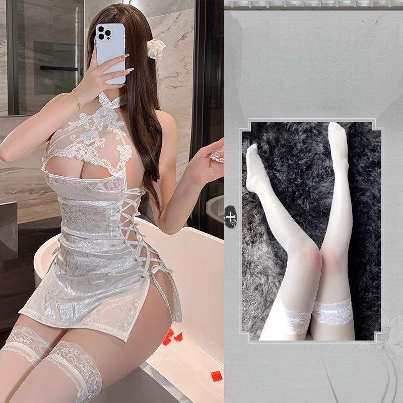 After Dark Lace-Up Halter Lingerie Dress