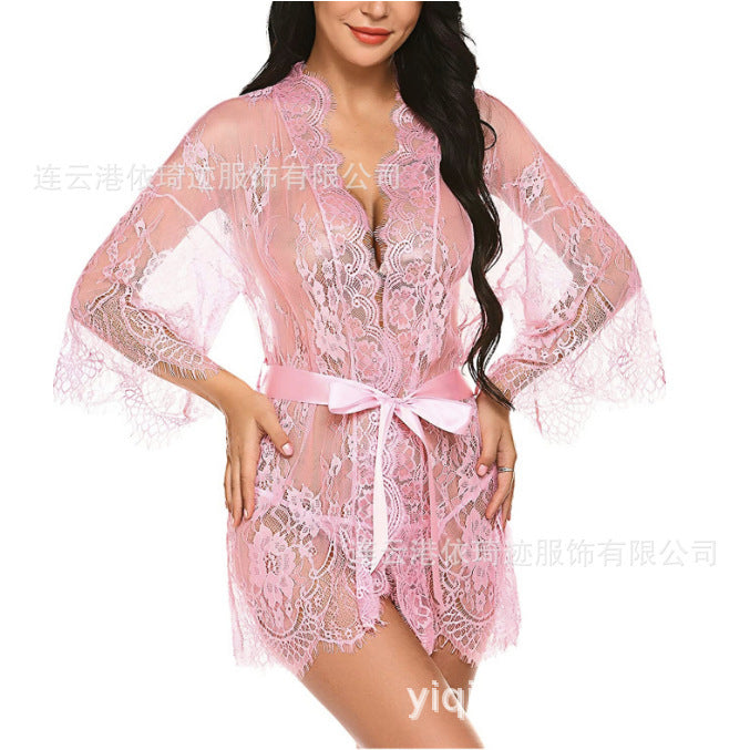 Midnight Romance Plus Size Lace Lingerie Robe