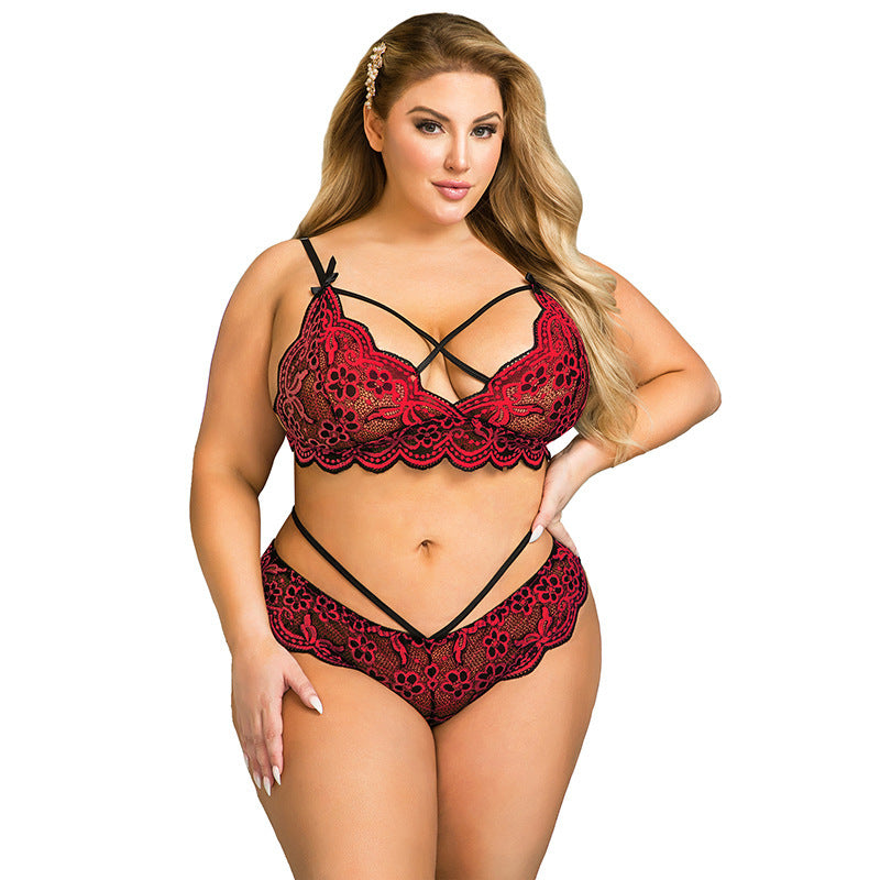 Curve Allure Plus Size Strappy Lace Lingerie Set
