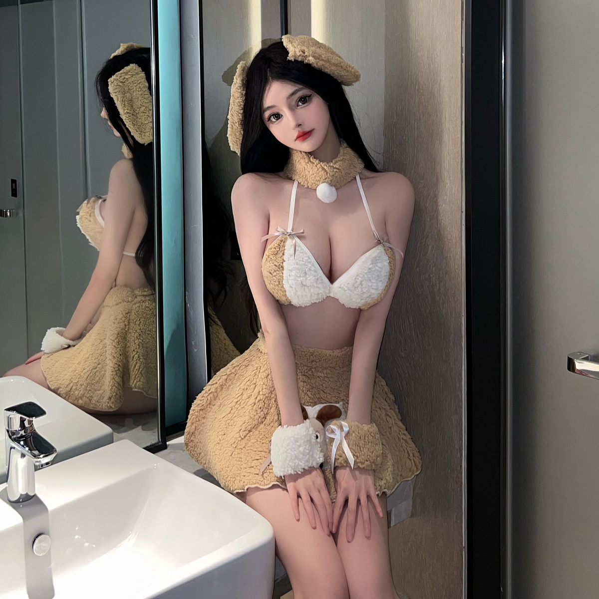 Honey Bunny Plush Lingerie Costume Set