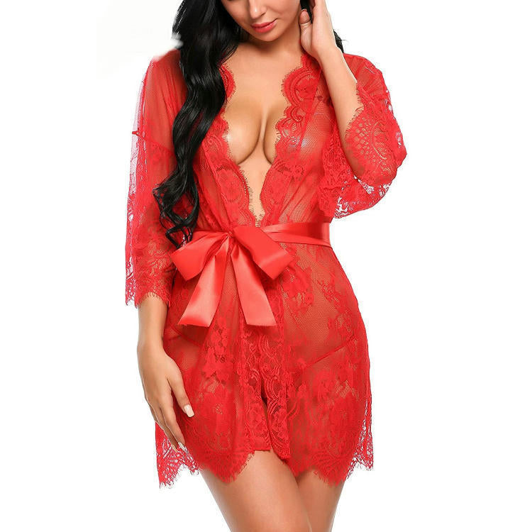 Midnight Romance Plus Size Lace Lingerie Robe