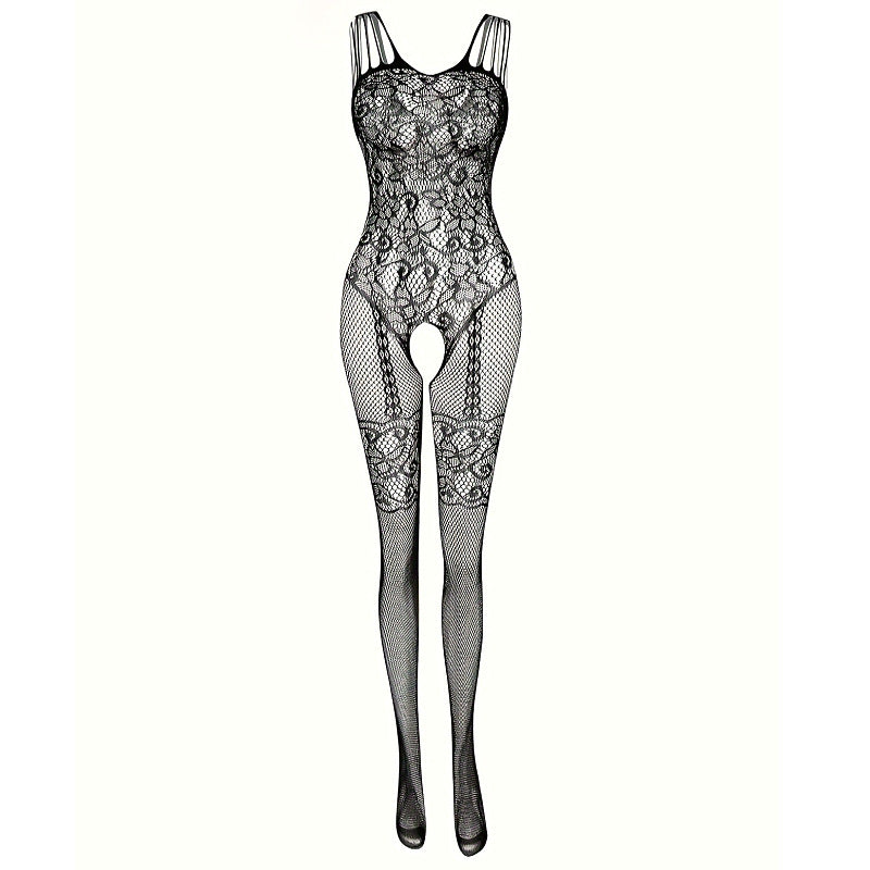 Floral Lace & Fishnet Bodystocking