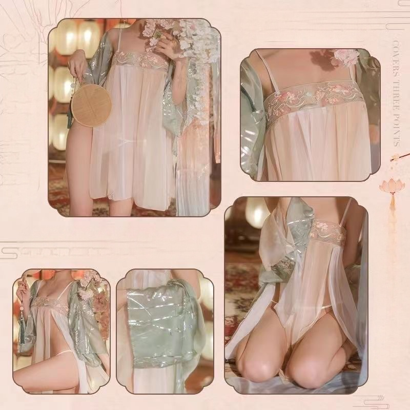 Jade Romance 3-Piece Robe & Babydoll Lingerie Set