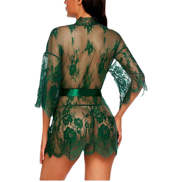 Midnight Romance Plus Size Lace Lingerie Robe