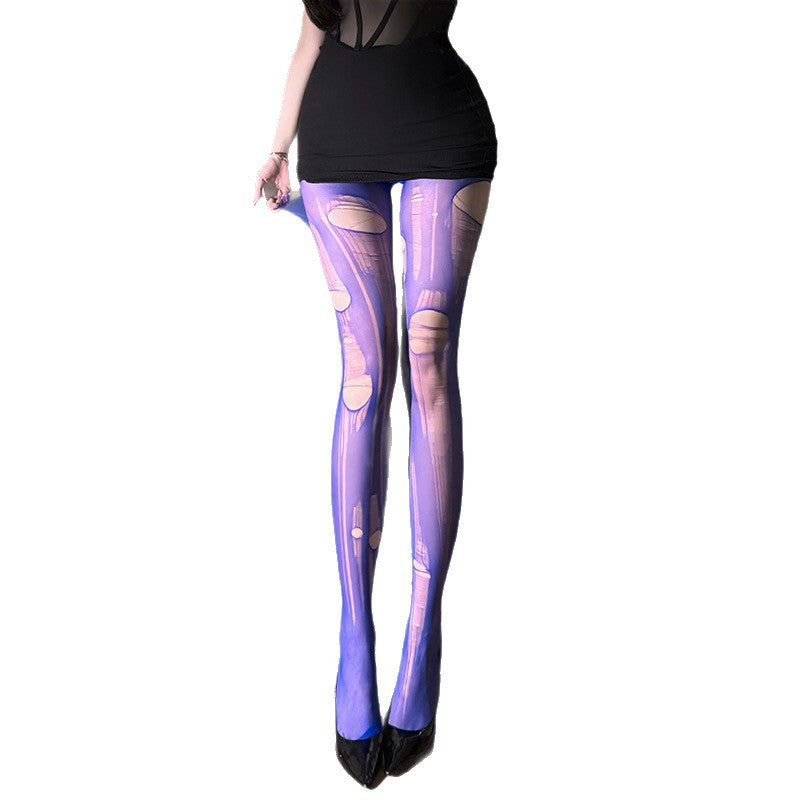 Violet After Dark Distressed Tights