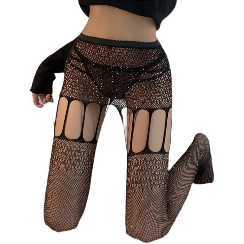 After Dark Cutout Fishnet Tights — Black