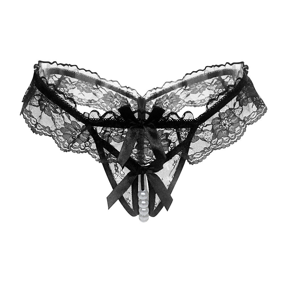 Midnight Muse Pearl-Detail Lace Thong