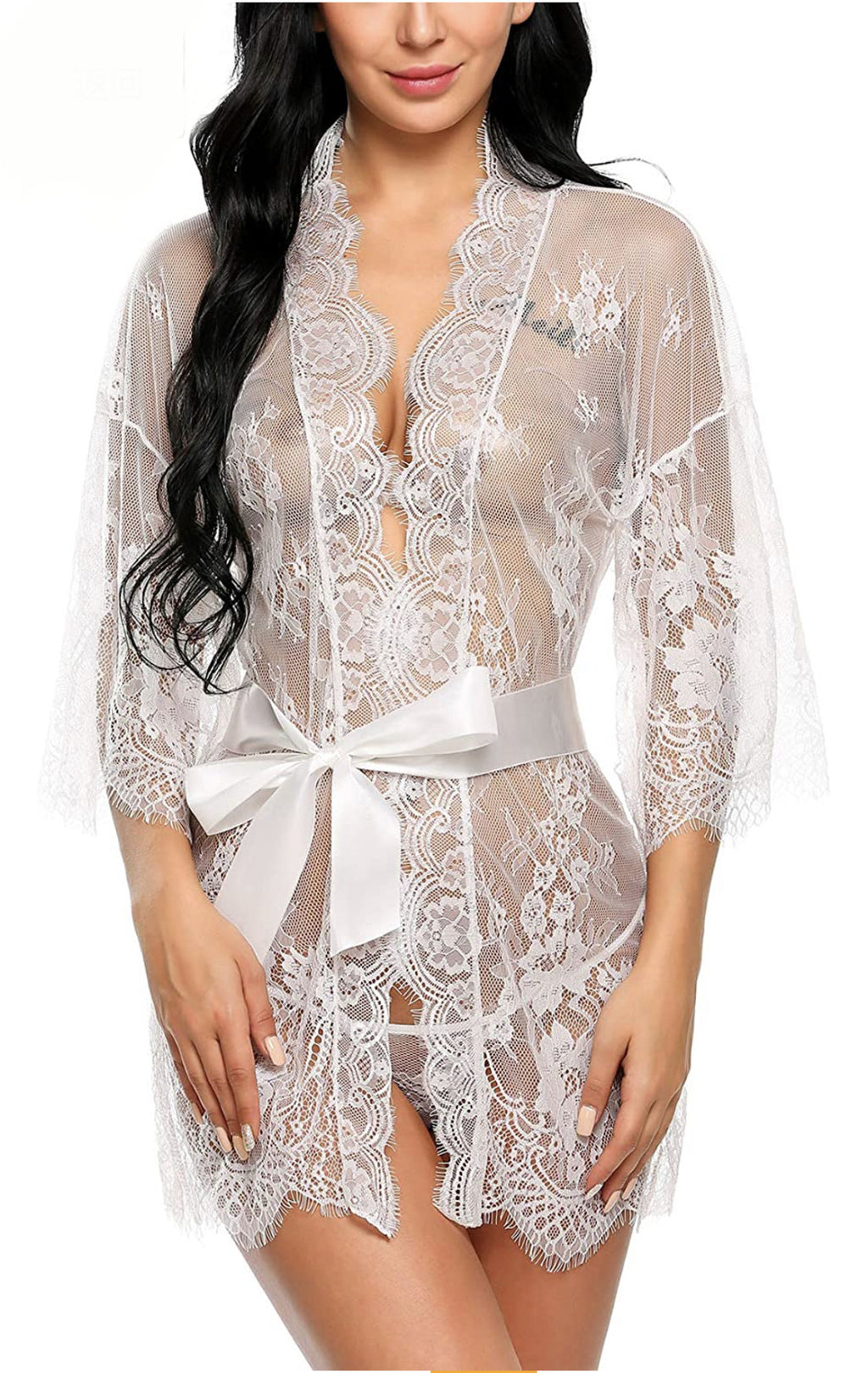 Midnight Romance Plus Size Lace Lingerie Robe