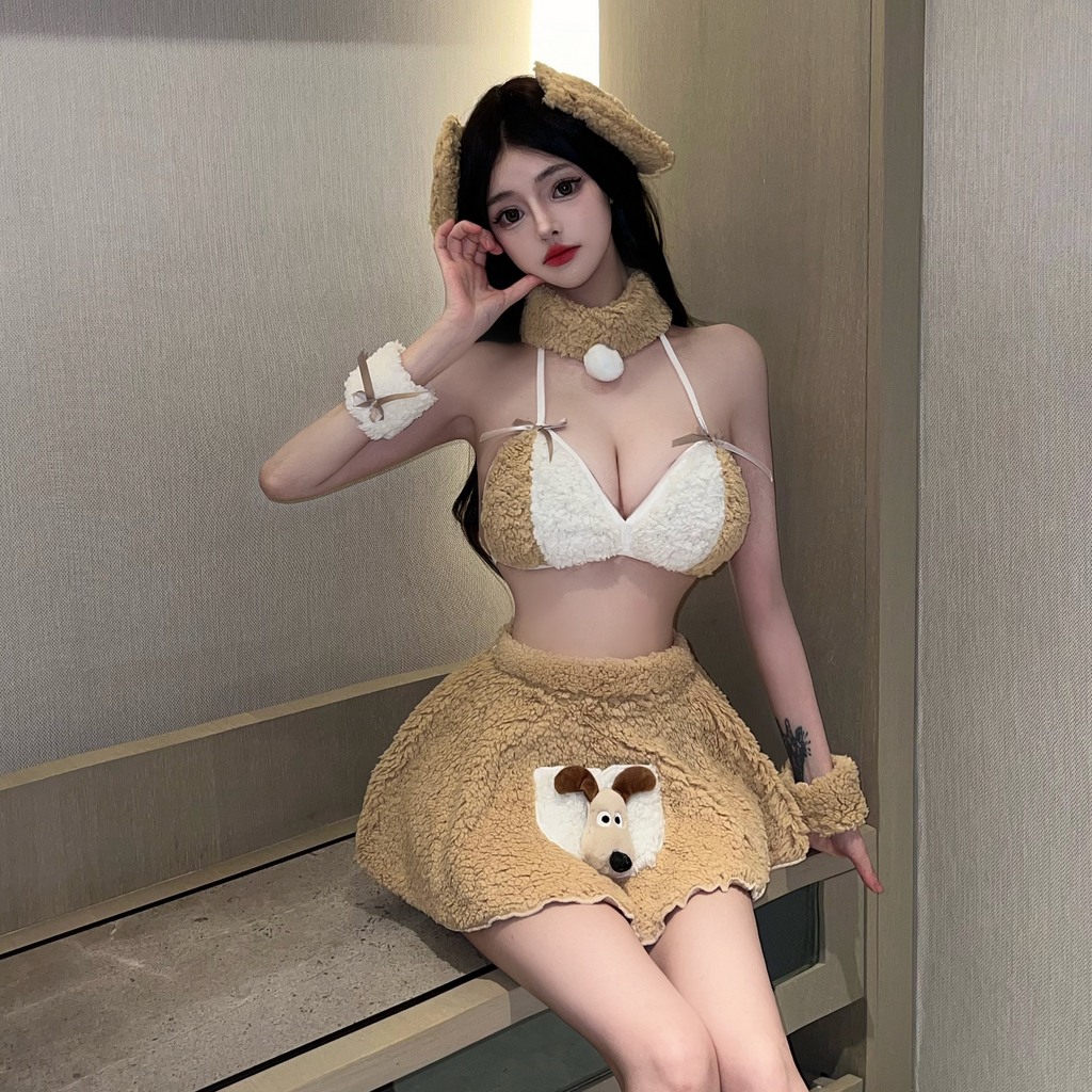 Honey Bunny Plush Lingerie Costume Set