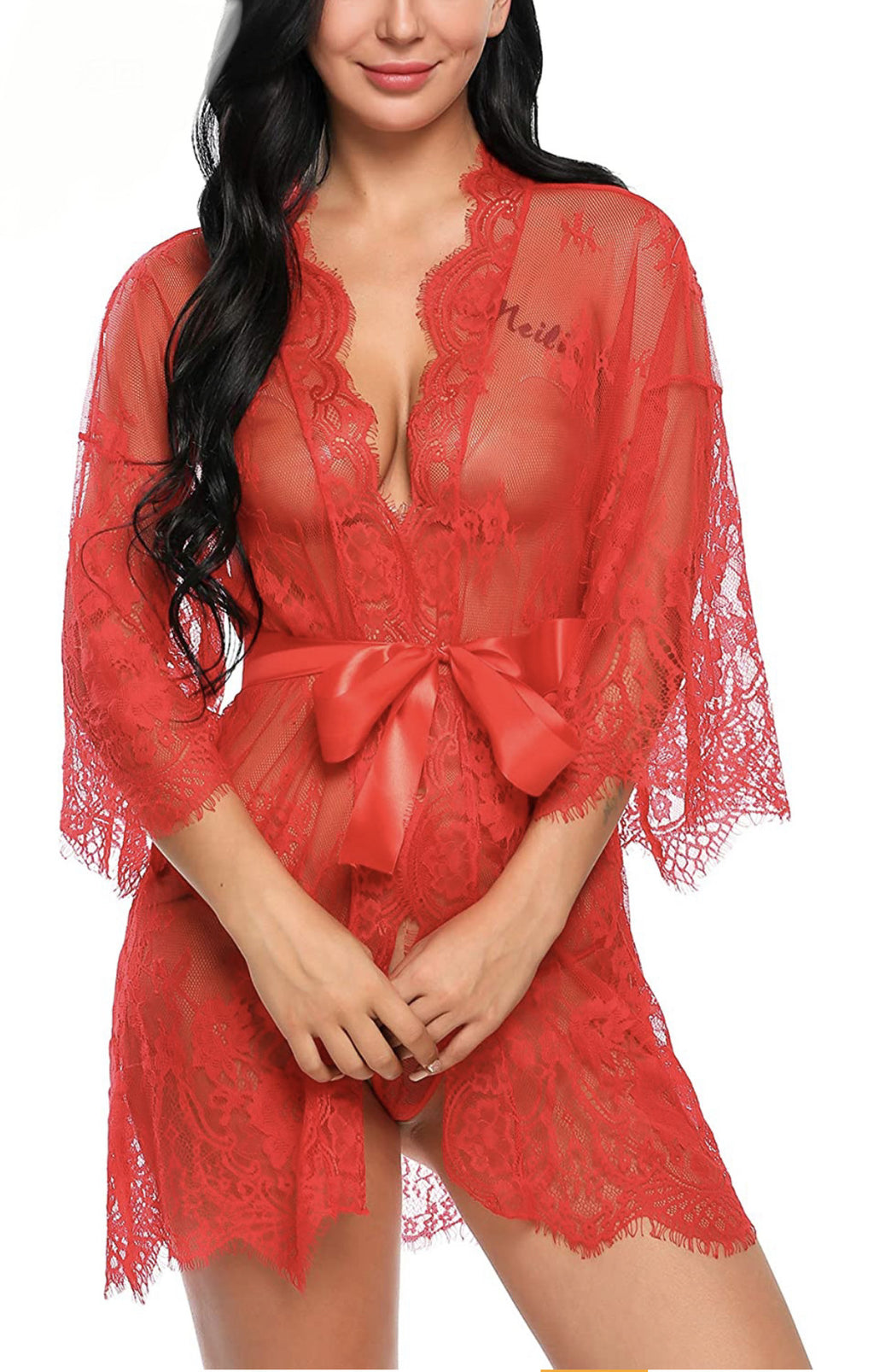 Midnight Romance Plus Size Lace Lingerie Robe